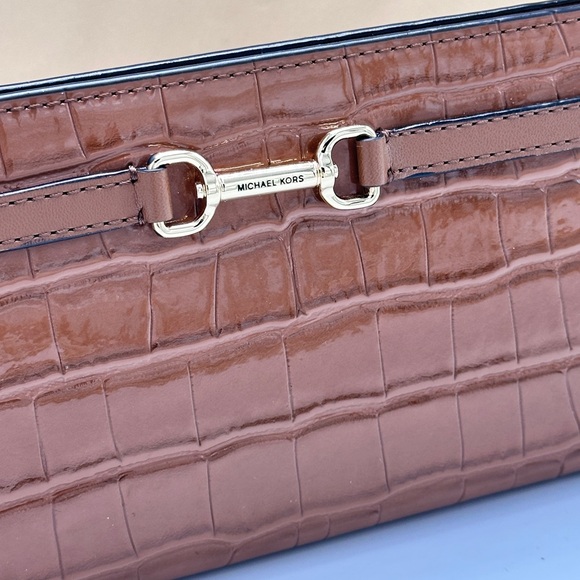 Michael Kors Carson Large Crocodile Embossed Wallet Luggage - Picture 12 of 13